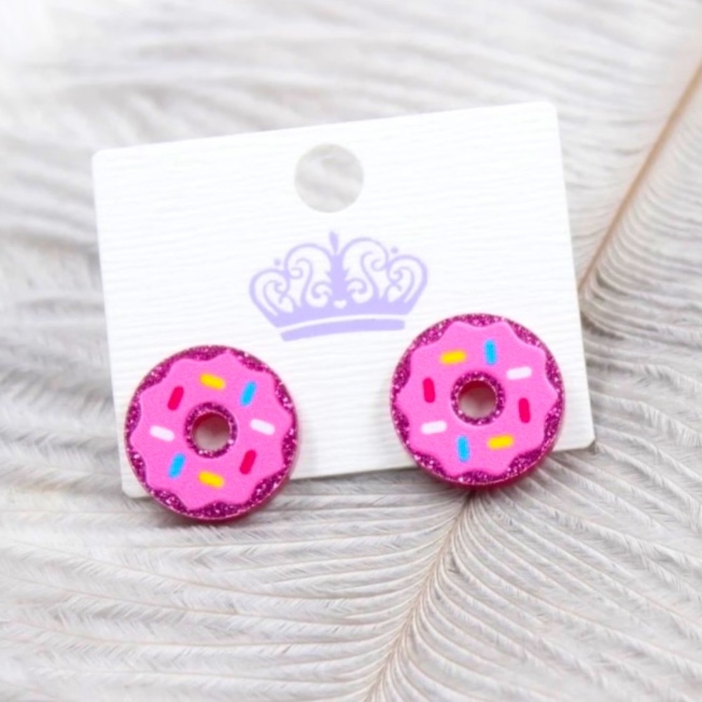 Pink Sprinkle Donut Earrings